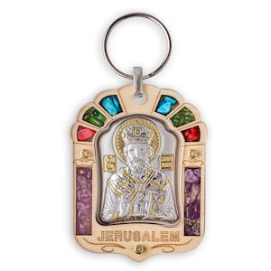 Blessing of St. Nicholas Silver Orthodox Icon / Greek / Silver Canvas / Handmade / Silver Icon