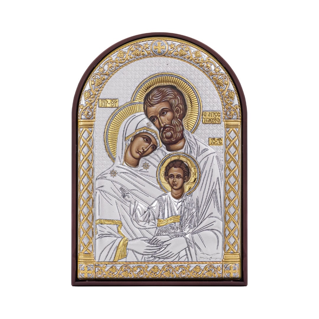 Silver Arch Icon of Holy Family Byzantine Sacred Art Orthodox Christian ...