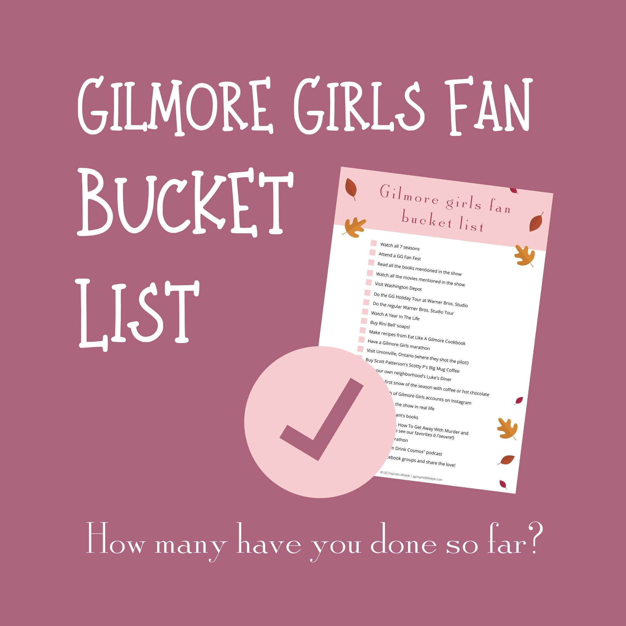 GG Fan Bucket List FREE Instant Download for Stars Hollow Fan Etsy
