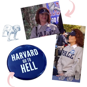 Harvard Go to Hell Metal Pin Button 3"