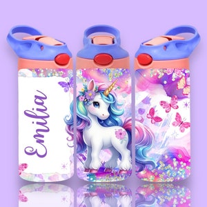 Kinder Trinkflasche "Einhorn 1" mit Namen personalisierbar / Spülmaschinenfest / Geschenk zur Einschulung