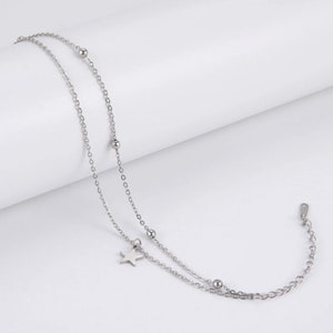 Anklet made of STAINLESS STEEL with star I double row I made of stainless steel in gold or silver Beach Summer Gift image 4