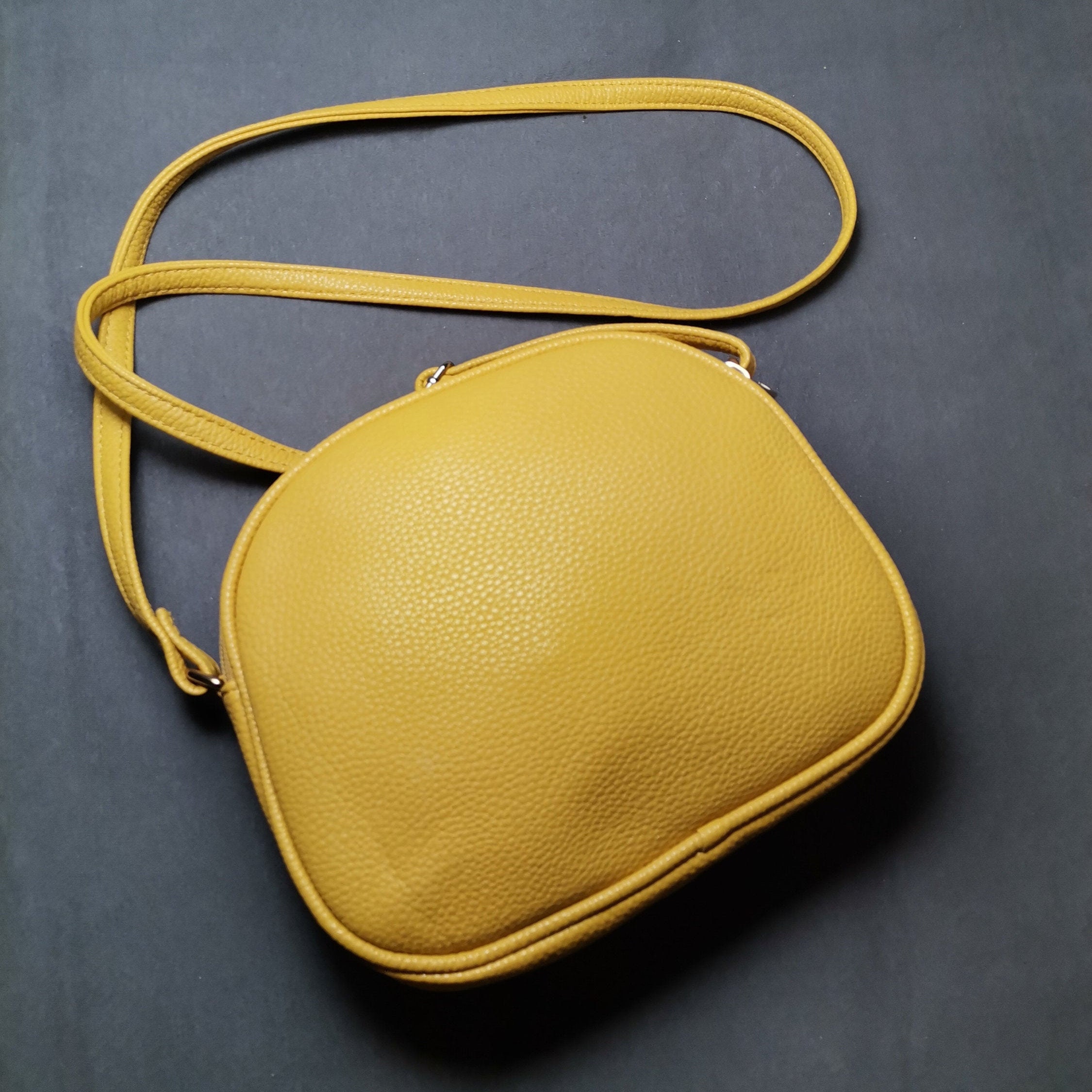 Vintage Gelbe senf Crossbody Bag Vegane Ledertasche Etsy