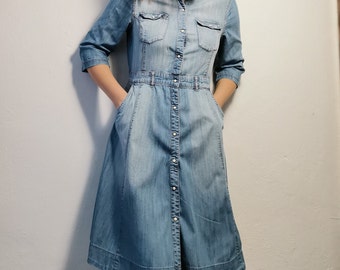 pale blue denim dress