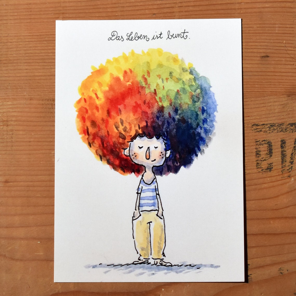 Künstlerpostkarte Das Leben ist bunt Etsy.de