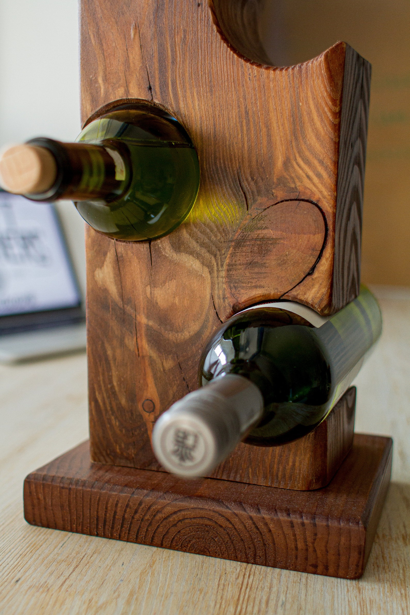 Standing vertical wine rack for 4 bottles wine shelf wine Etsy