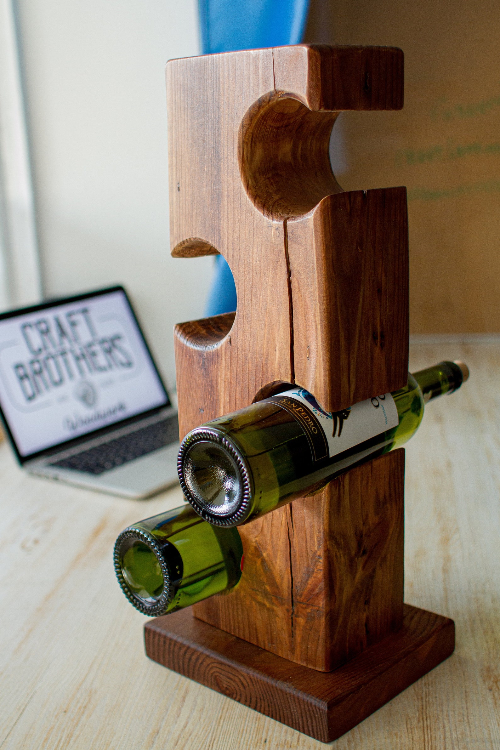 Standing vertical wine rack for 4 bottles wine shelf wine Etsy