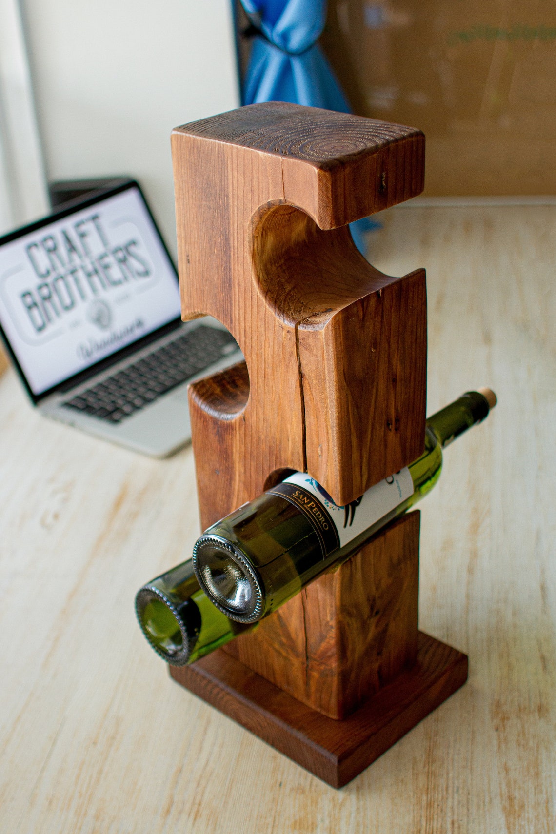 Standing vertical wine rack for 4 bottles wine shelf wine Etsy