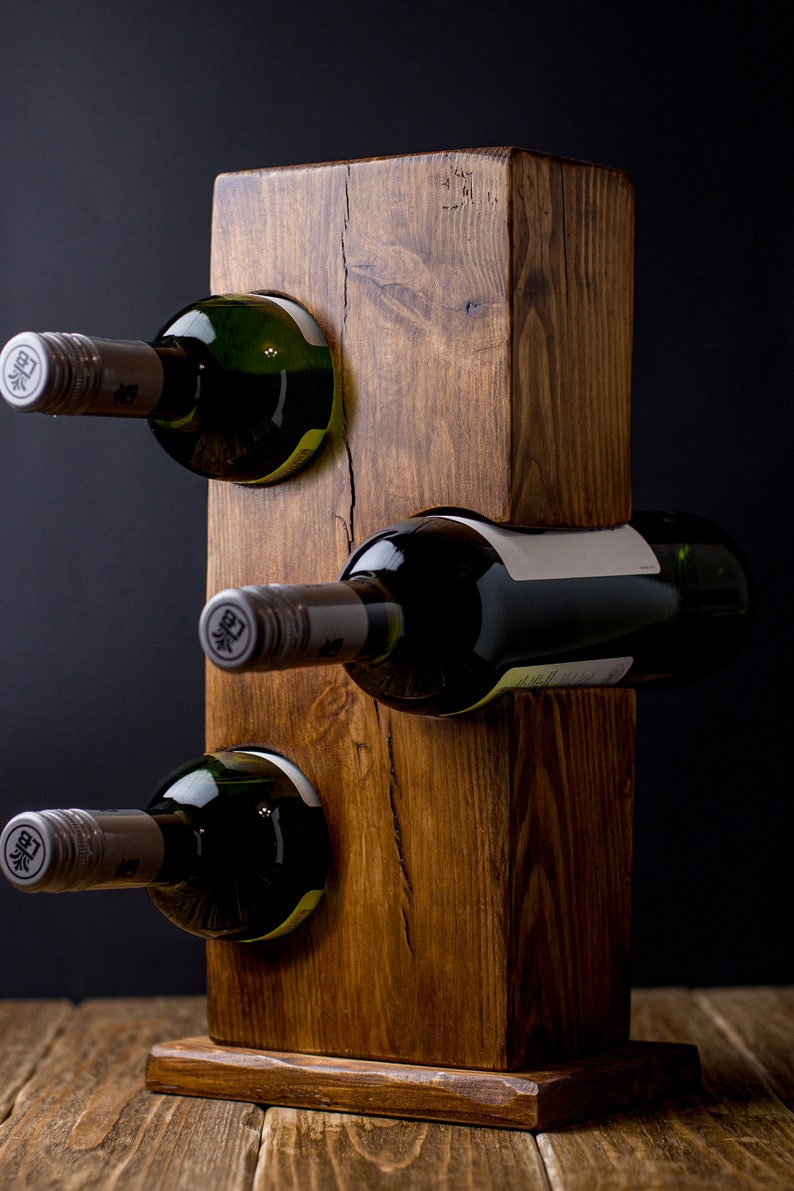 Standing Vertical Wine Rack for 3 Bottles Wine Shelf Wine Etsy