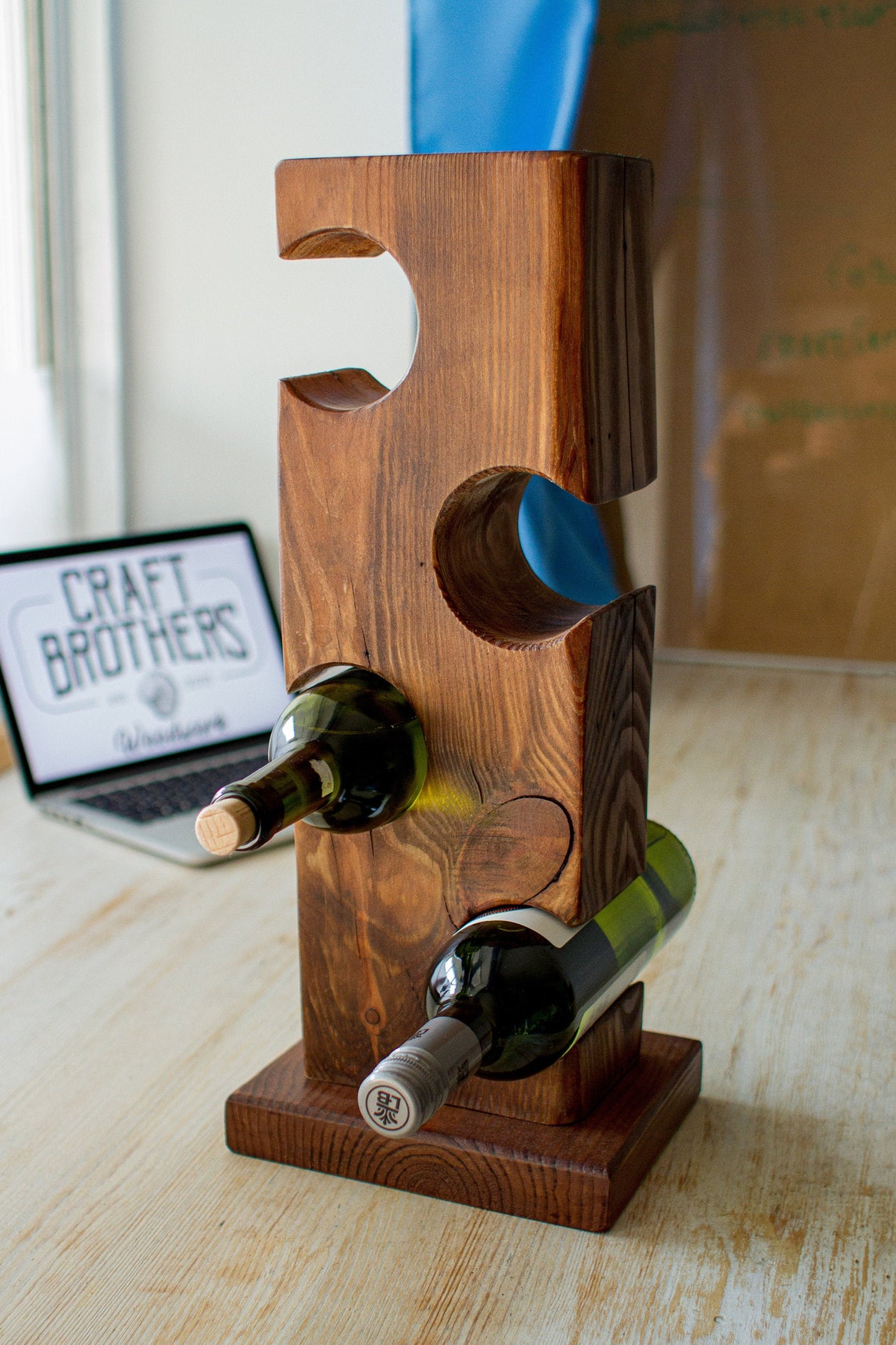 Standing vertical wine rack for 4 bottles wine shelf wine Etsy