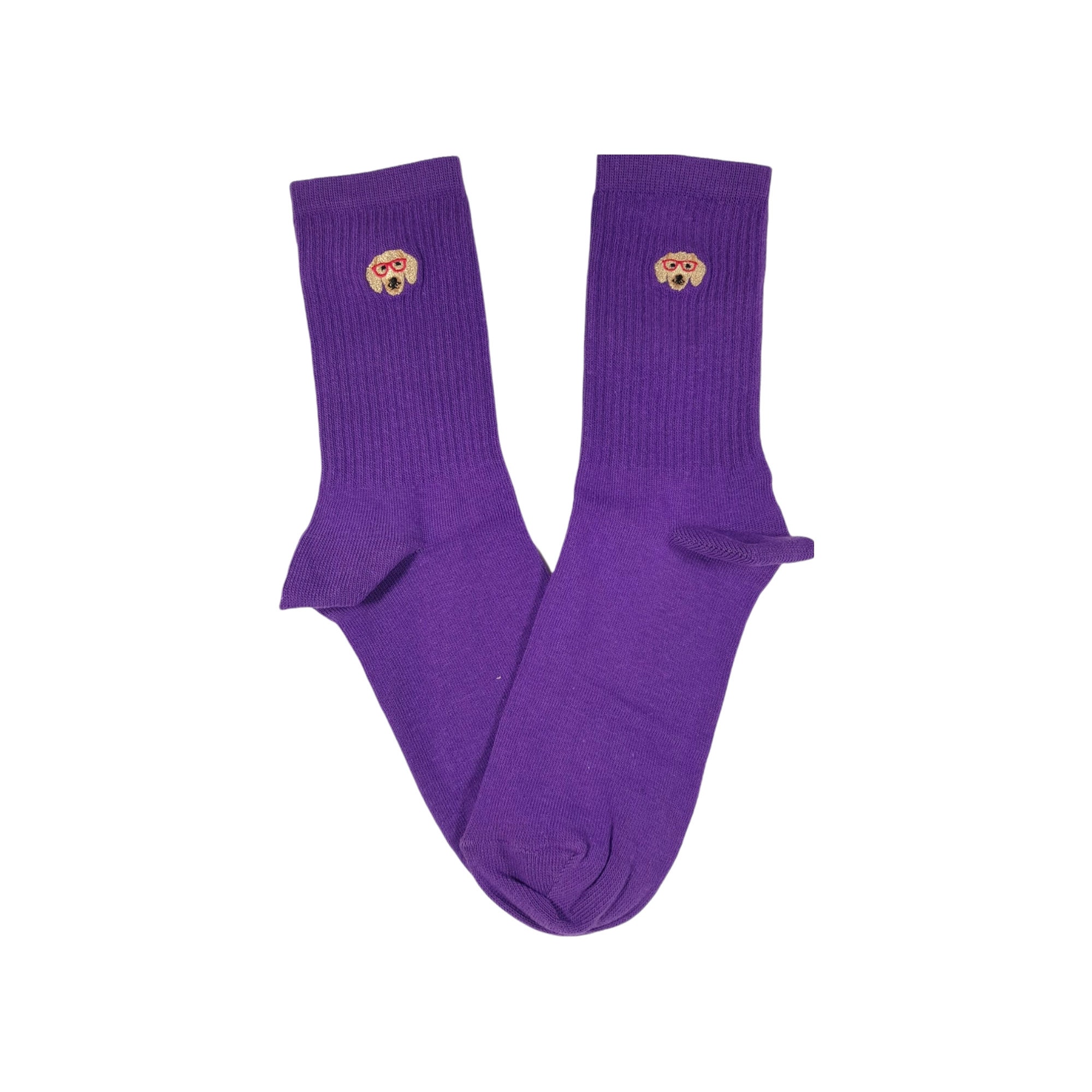 Tennis Socks With Dog Embroidery Etsy