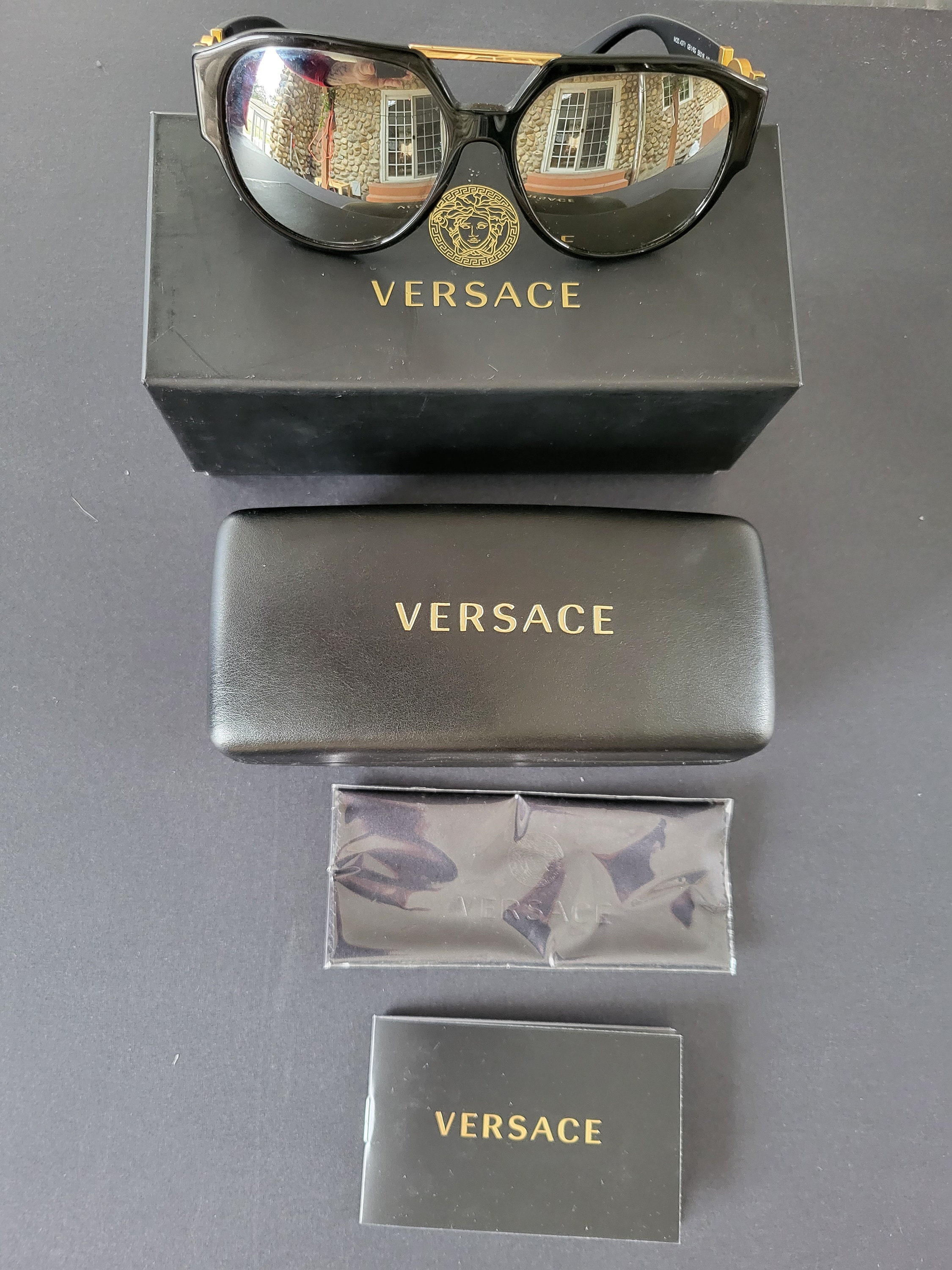 Amazon.com: Versace VE 2237 1433T3 Black/Gold Metal Cat-Eye Sunglasses Grey  Gradient Lens : Clothing, Shoes & Jewelry