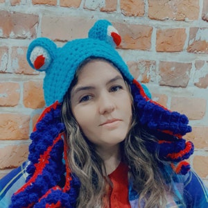 Handmade Crochet Kraken Octopus Hat | Tentacle Hood Costume, Renaissance Faire Statement Headwear