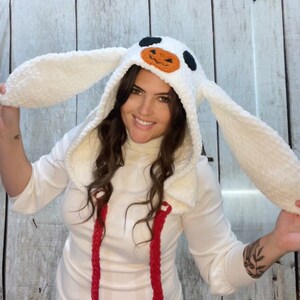 Ghost Dog Adult Hood | Handmade Crochet Halloween Costume | Creepy Dog Cosplay | Horror Fan Gift