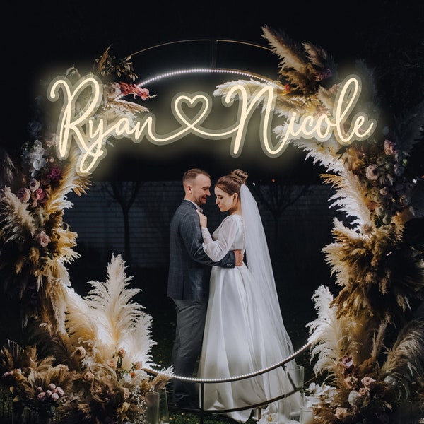 Letrero de neón para boda personalizado, Letrero de neón con nombre para boda, Letrero de neón a pilas, Letrero de neón personalizado para boda, Decoración de boda, Letreros LED