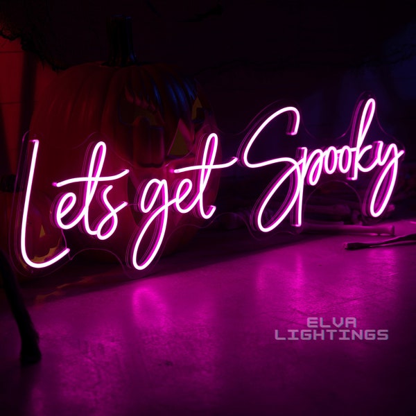 Let's Get Spooky Neon Sign/ Halloween Neon Sign/ Neon Sign Battery Operated/ Halloween Decor Light up/ Halloween Home Decor/ Led Signs