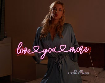 Love You More Neon Sign, Custom Neon Sign, Neon Light Sign For Wall, Custom Logo Neon Sign, Funky Neon Sign, Valentine's Day Gift