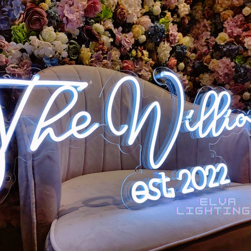 Custom Wedding Neon Sign Last Name Light Decor - Etsy