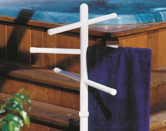 White - Towel Holder For Pool, Patio, Hot Tub, Yard, Bathroom, or Dock