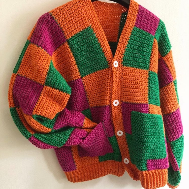 Crochet Patchwork Cardigan Pattern Etsy