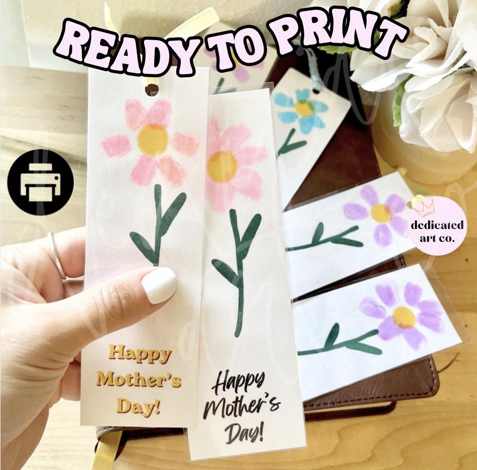 DIY Bookmarks Fingerprint Flower Bundle: Bible Verse Mother's Day Craft ...