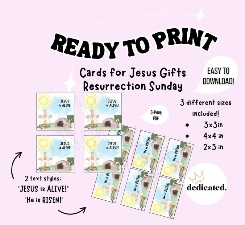 DIY Printable Cards for Jesus Christ Easter "he is Risen" Resurrection ...