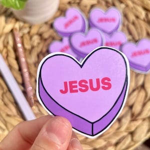 Jesus Candy Heart - Witnessing Stickers - Christian Faith Based Stationery - Valentine Conversation Candy