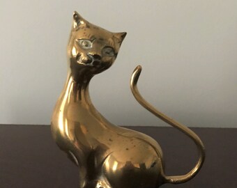 Vintage Brass Stamping  Cat with Bow Tie  1.75 x 1.25  Embossed Design Open back