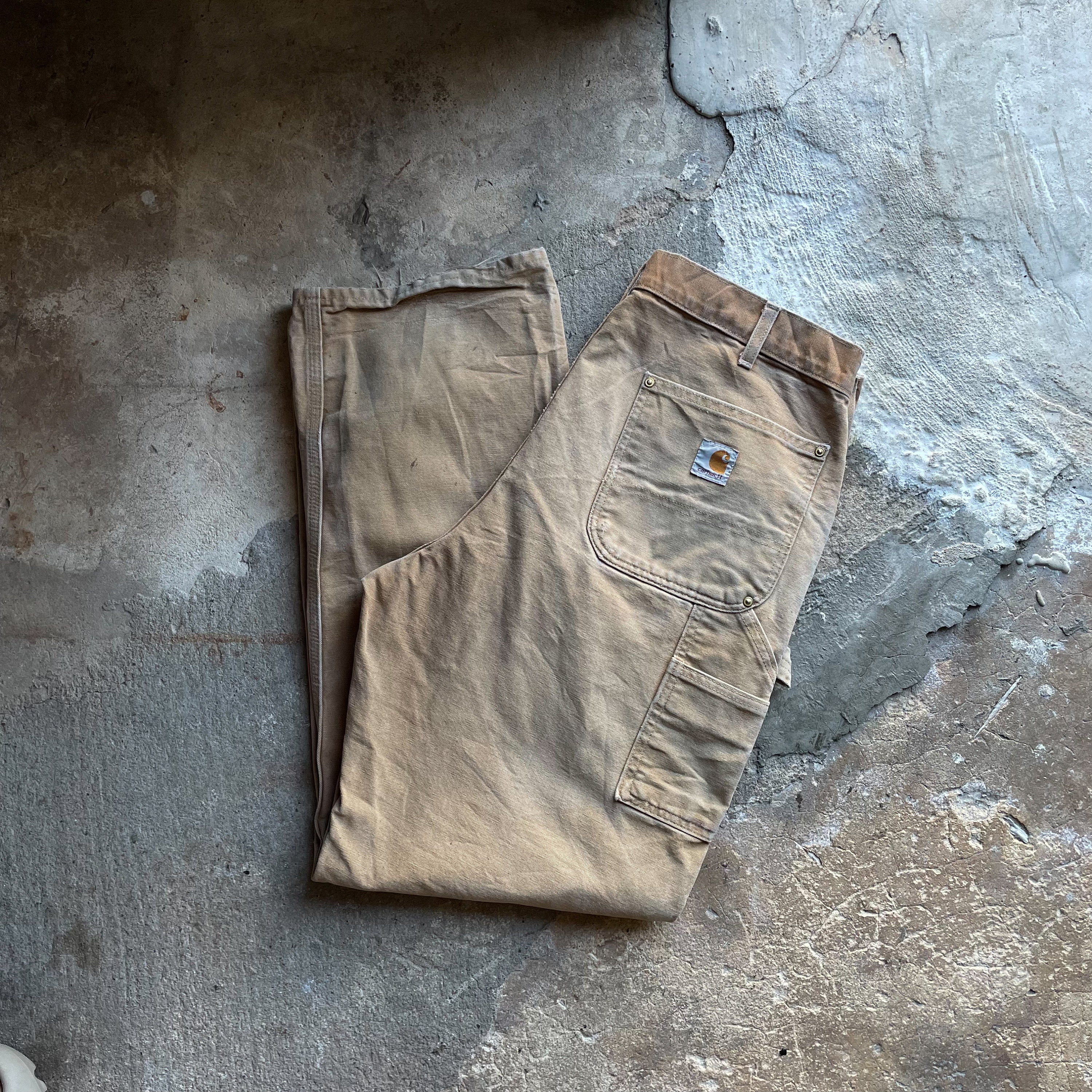 Y2K Carhartt Double Knee Patched Work Pants in Tobacco, Size 35x30