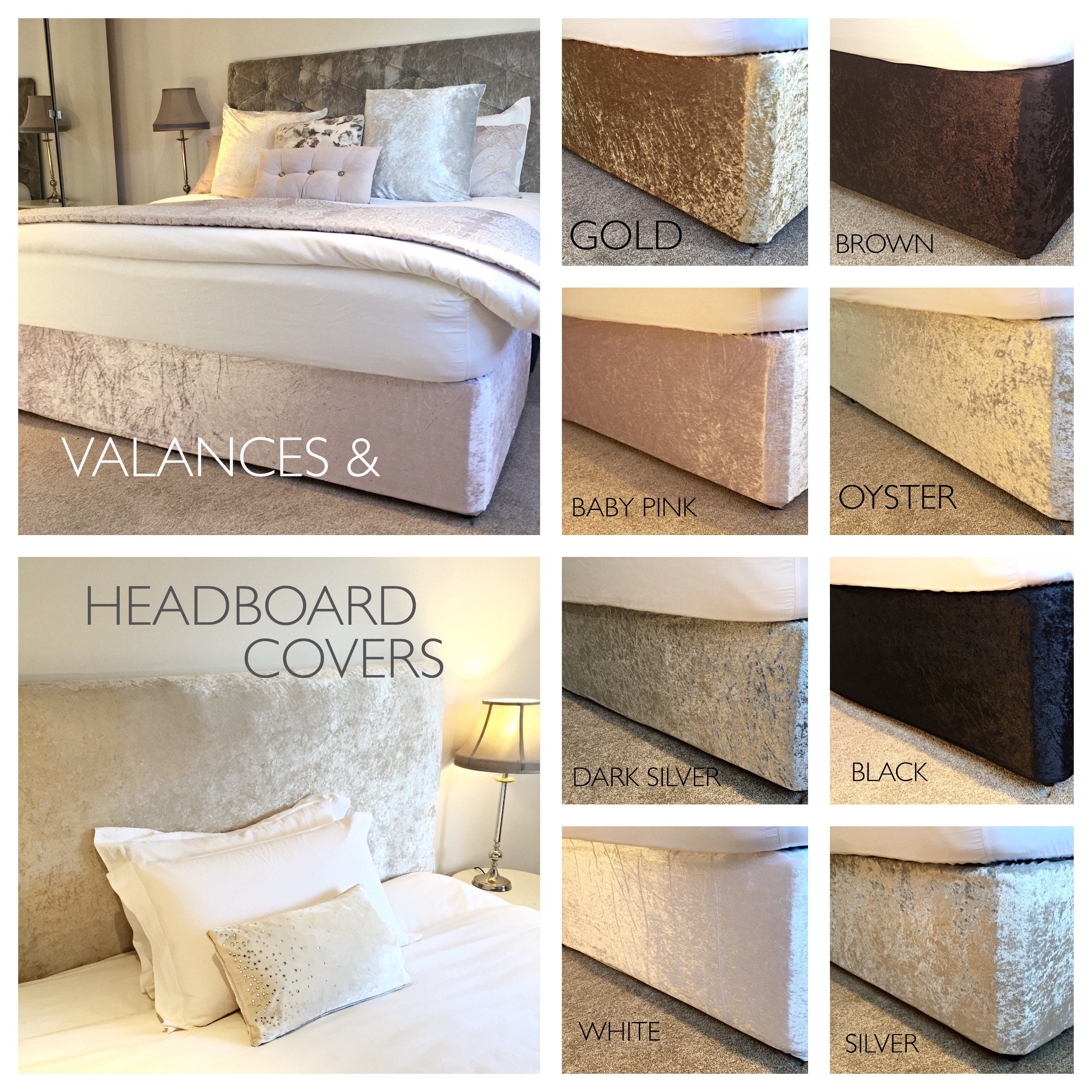 The Original Seller Crushed Velvet Elasticated Bed Valance Etsy UK