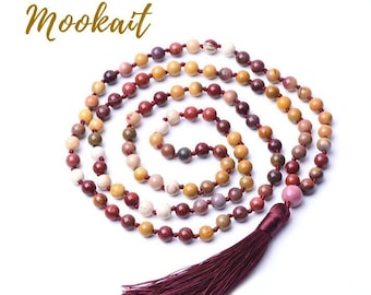 COLOURFUL - Mookaite gemstone necklace & 108 bead mala