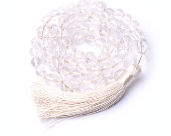 BEAUTIFUL - BERGKRISTALL Mala Kette -  108 Perlen Schmuckkette/ Meditationskette/ Malakette Geschenk Sie Zen Yogaschmuck