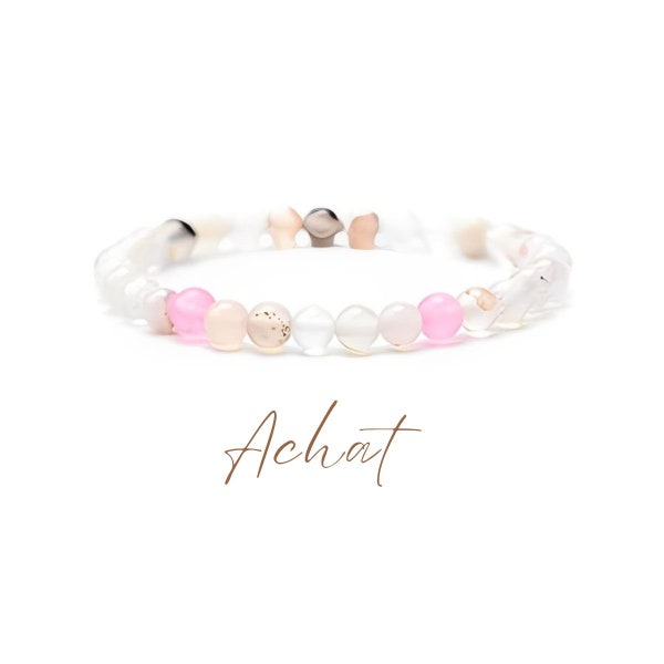 ACHAT Armband | Bracelet aus feinen Achat Perlen mit Rosenquarz Perlen | Perlenarmband | Geschenk Freundin Tochter Mutter Weihnachten