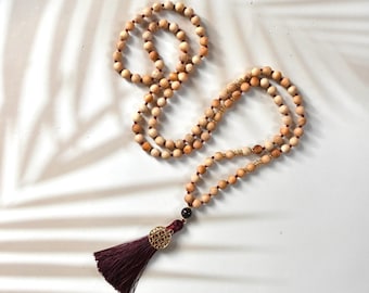 THUJA GRANAT Mala Halskette/ Malakette 108 Perlen Mantra Meditationskette / Geschenk Yoga Schmuck Gebetskette/ Geschenk Sie Zen