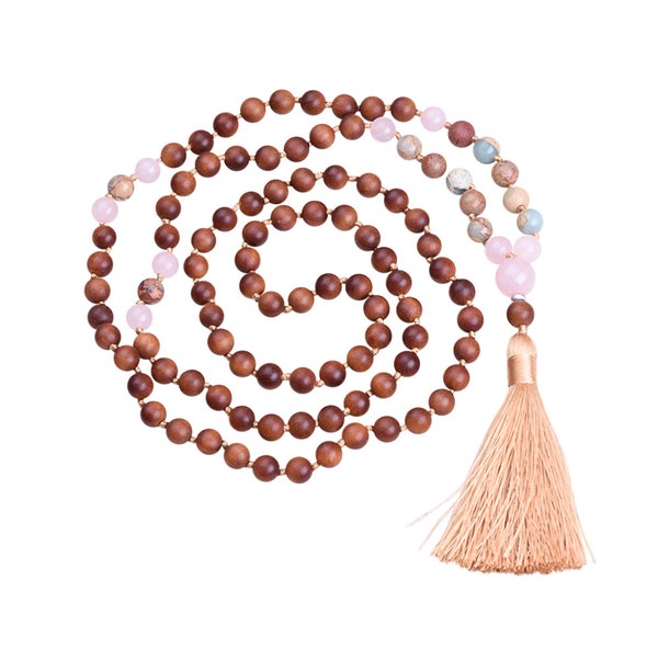 BLISSFUL - Collier original en bois de santal &  108 perles Mala