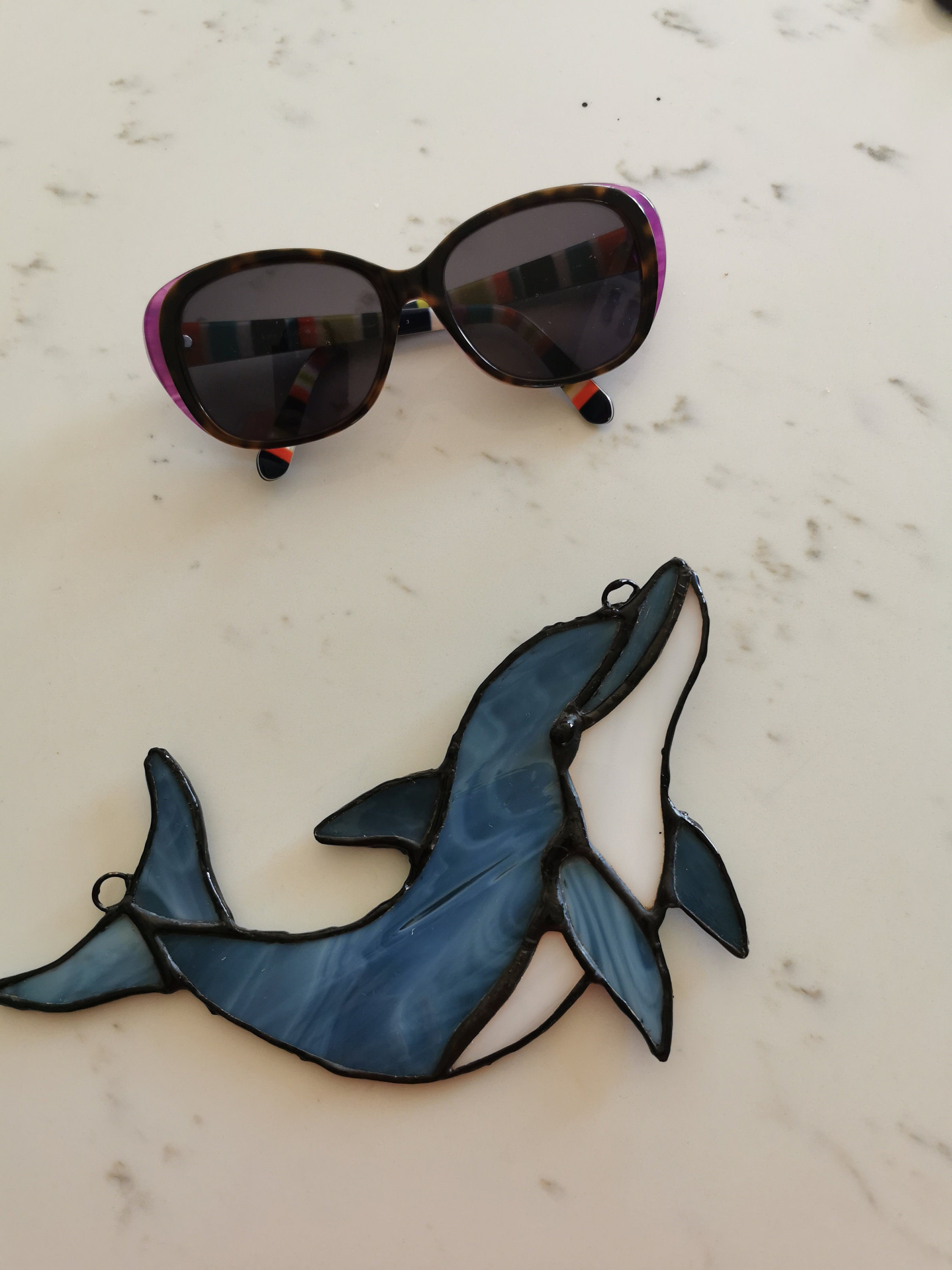 Dolphin Tiffany Style Stained Glass Etsy