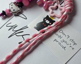 Pink and Black Kitty Bag Charm, Balloon Dog, Pom Pom Charm's | Y2K Kawaii Accessory