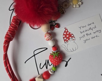 Strawberry Dream's Bag Charm with Silicone Beaded Keychain