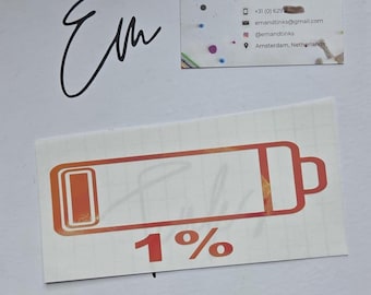 Peachy Holographic Vinyl Decal, Iridecent 1 Percent Battery Sticker
