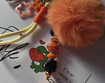Orange Gamer & Basketball Bag Charm
