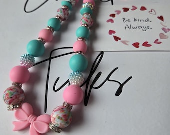 Teal and Pink Floral Silicone Phone,/Wristlet Bracelet/Phone strap