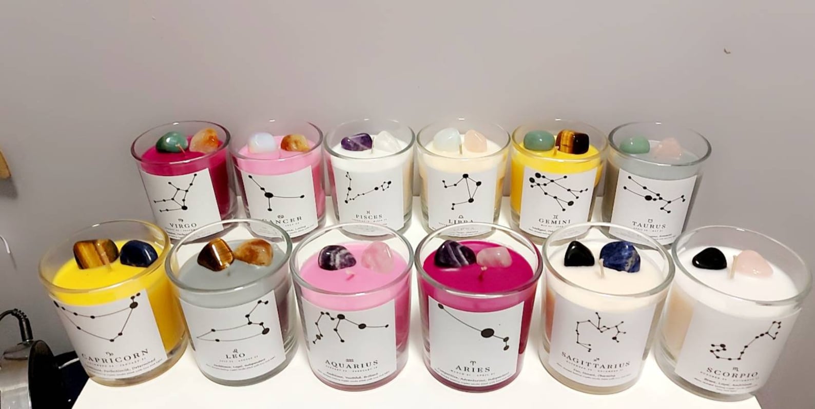 Star Sign Candle Crystal Candle Zodiac Candles Healing Etsy UK