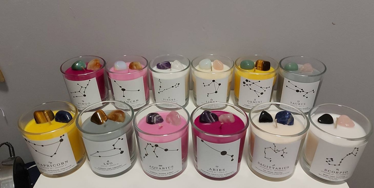 Star Sign Candle Crystal Candle Zodiac Candles Healing Etsy UK