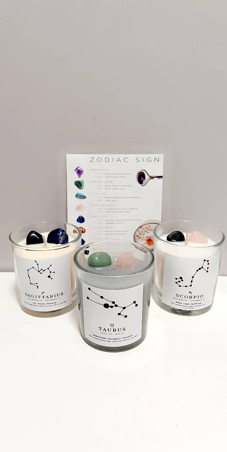 Star Sign Candle Crystal Candle Zodiac Candles Healing Etsy UK