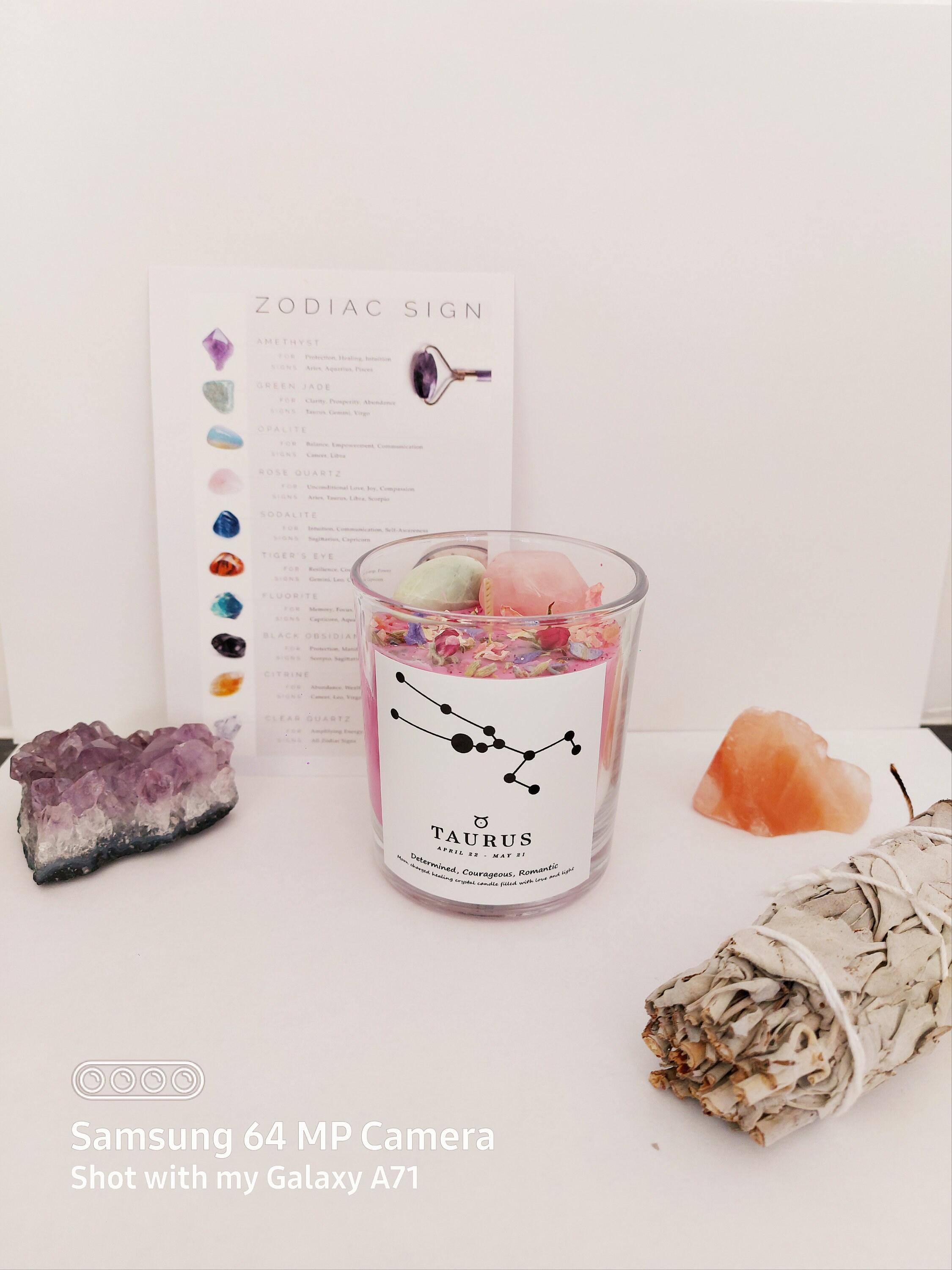 Taurus Candle Taurus Gift Hand Made Crystal Infused Etsy UK