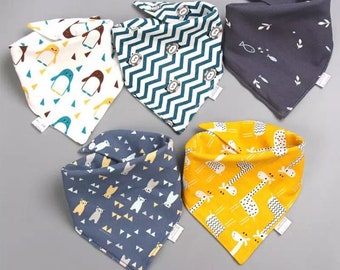 Set of 5 baby bibs, dribble bibs, colourful bibs, baby gift