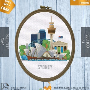 Sydney cross stitch pattern pdf | Embroidery of cities |Cross Stitch Designs | Digital download | Wall art |Cities cross stitch