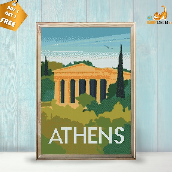 Athens | Cross stitch pattern pdf |Embroidery Stitches |Gift for her |Cross Stitch Designs | Digital download | Wall art | Needlework kits