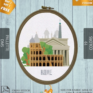 Rom Kreuzstich Muster pdf |Stickstiche |Kreuzstich Designs | Digitaler Download | Wandkunst |Städte Kreuzstich