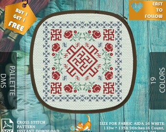 Ukrainian ornament talisman of women's health, Cross stitch pattern pdf, Digital download, Embroidery kits for beginners +Free Starter Guide
